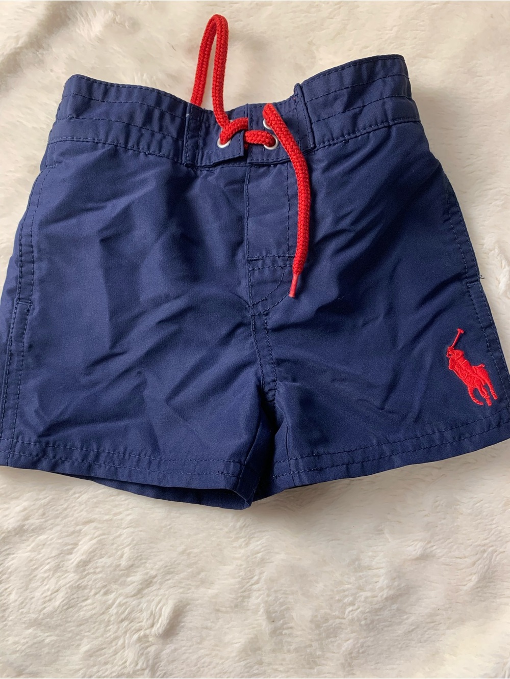 Ralph Lauren Navy Shorts with Red Drawstring and Red Logos swim shorts